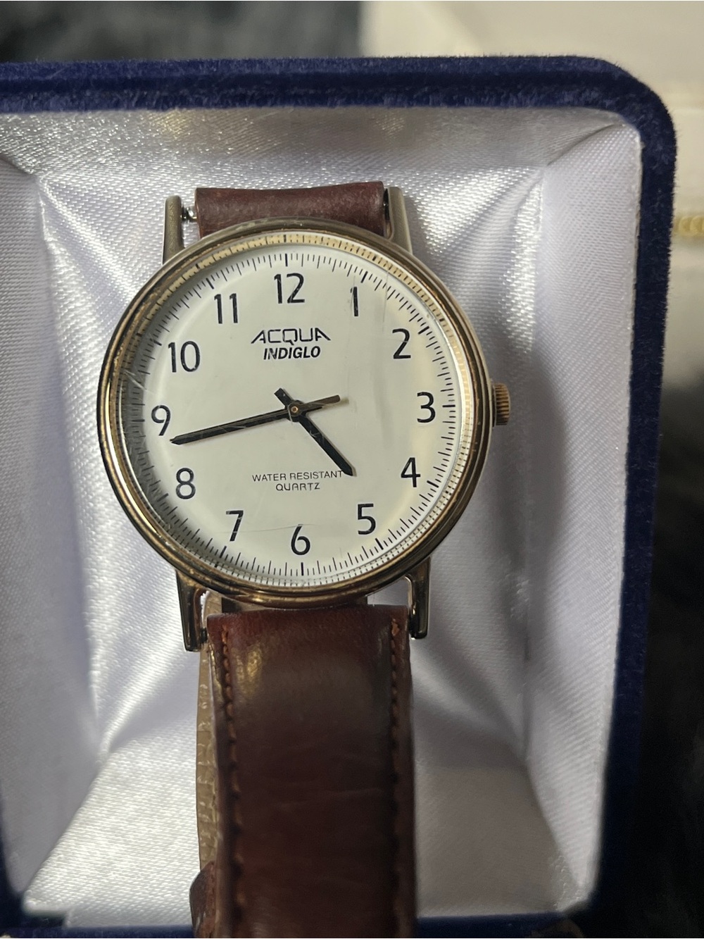 Vintage The ACQUA Brand Watch - White Dial with Brown Leather Strap